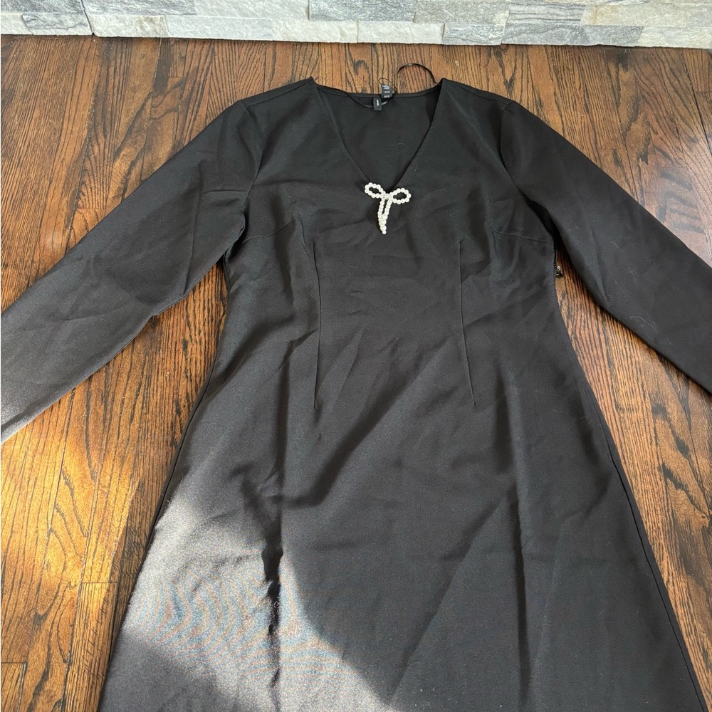 Vero Moda Black Long Sleeve Dress with Bow Accent